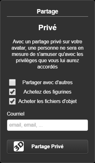 fenêtre de partage de votre avatar
